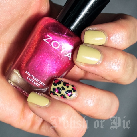 pink and tan leopard spots manicure