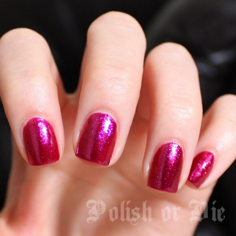 Zoya Alegra nail polish swatch - fuschia metallic pink
