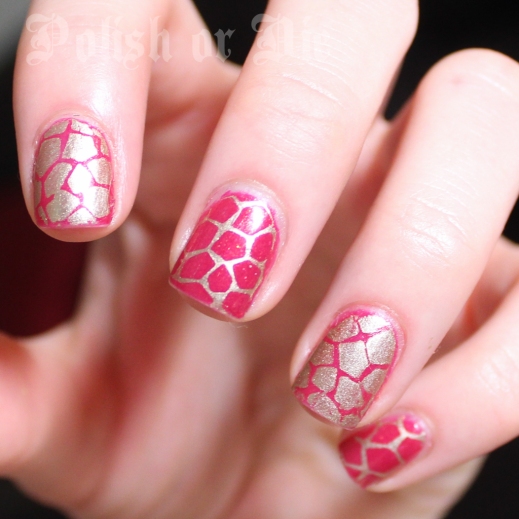 Pink and gold giraffe print manicure with Zoya Mieko and China Glaze passion